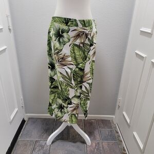 Frank Lyman Tropical Green Leaf Midi Skirt